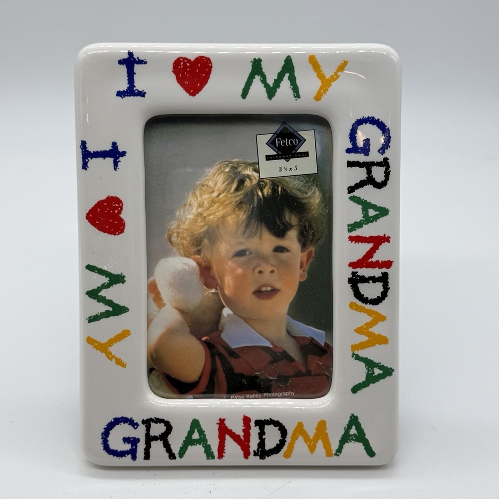 VTG I Love My Grandma Ceramic Picture Frame 4x6" Photo Child Gift Memories Fetco